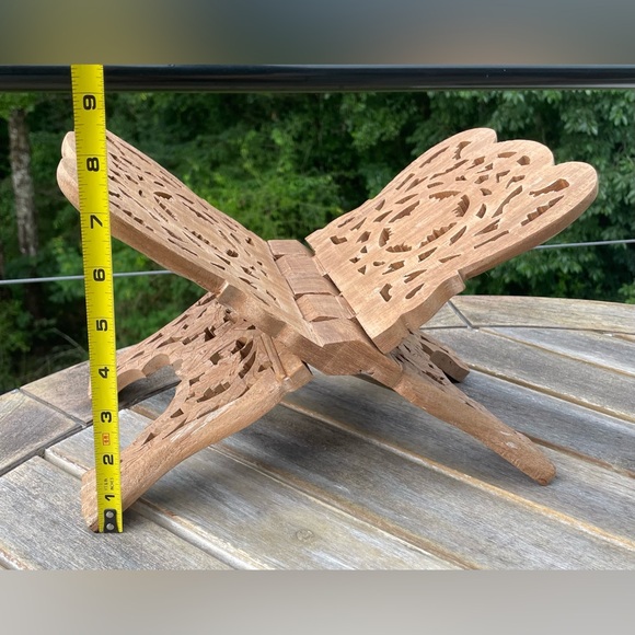 Vintage Hand Carved Wood Folding Cookbook Holder Bible Book Display Stand - Picture 7 of 8